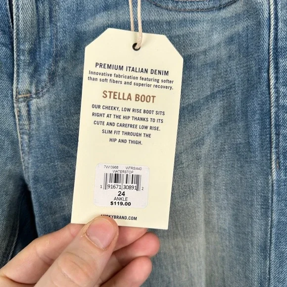 Lucky Brand Stella Boot Low Rise Italian Denim Jeans Waterstop Blue 00/24 Ankle - Picture 5 of 11